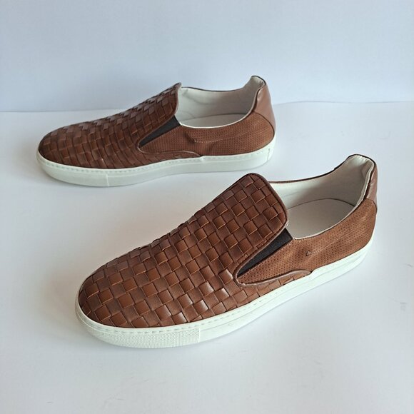 NEW Bacco Bucci Woven Brown Leather Slip-on Shoes Size 11 main image 13